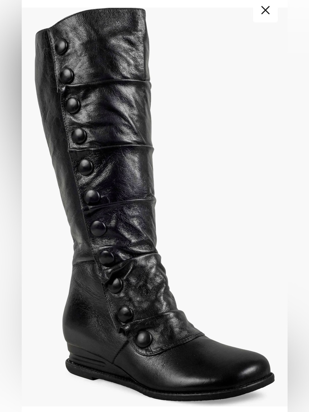 Miz Mooz Bloom Black Leather Victorian Renaissance Goth Slouch Button Boots 7.5